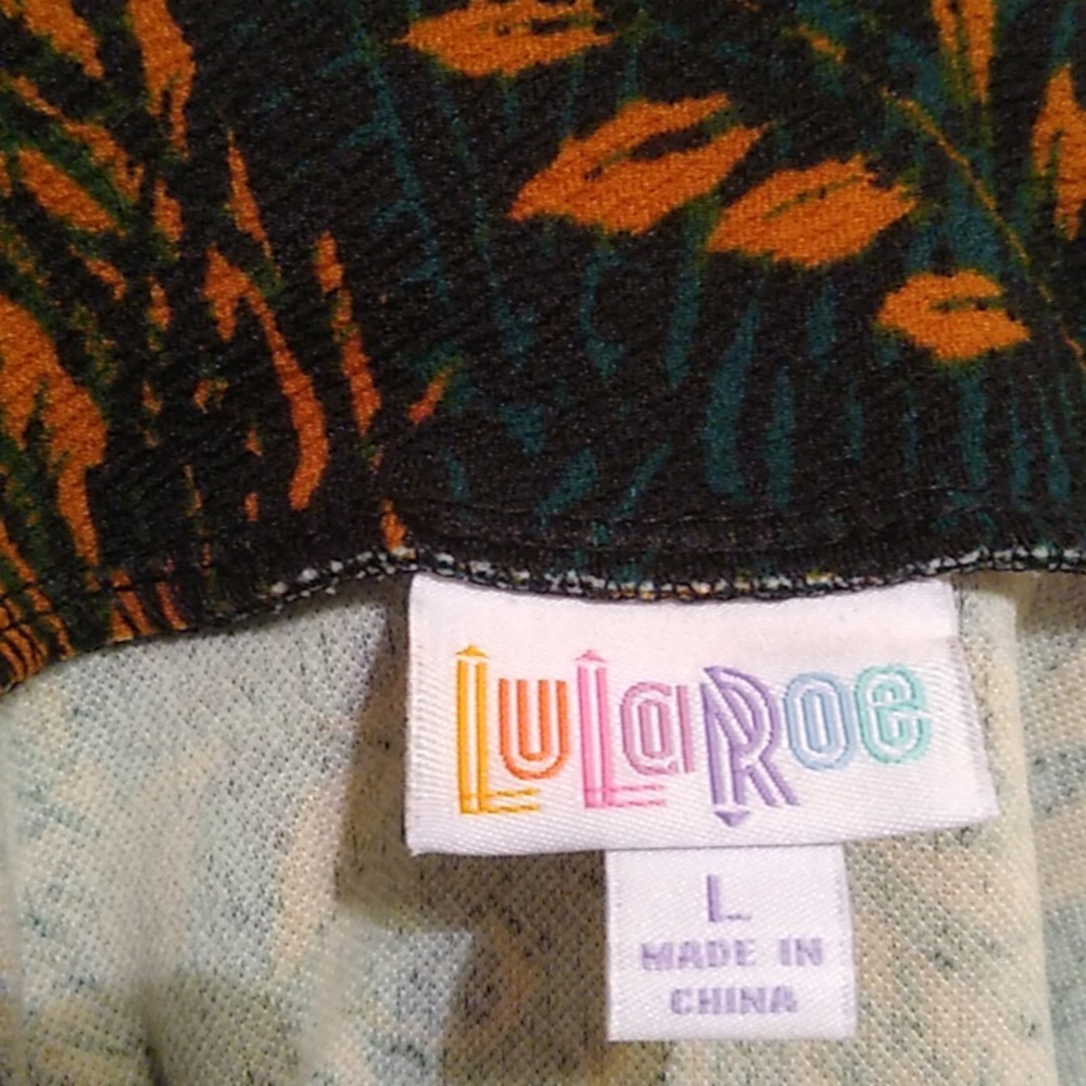 LuLaRoe Cassie Material Skirt Size L in Rust and Dark Green Career Stretch Comfy - Picture 7 of 9